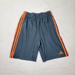 Adidas Boys Classic 3 Stripe Athletic Shorts Size XL (16/18) Gray/Orange